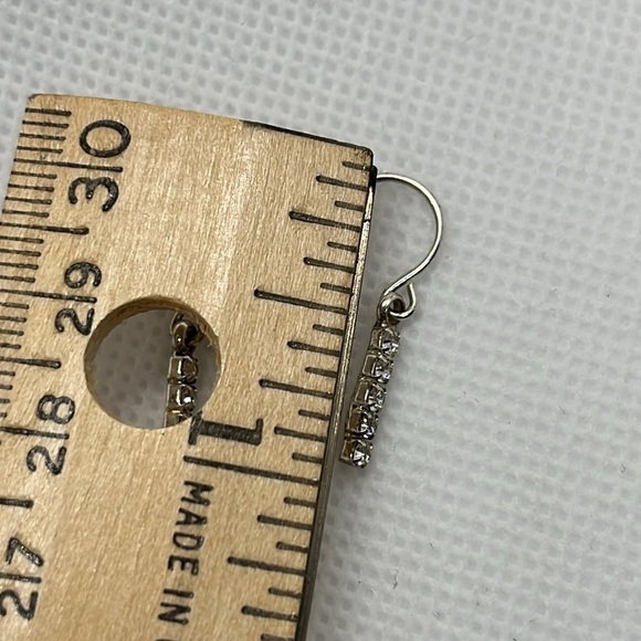 Dainty Rhinestone Bar Earrings Hooks Formal Prom Wedding Party Night Life - Picture 4 of 5